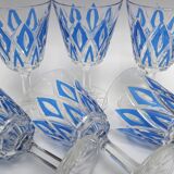 6 water glasses VMC Reims Harlequin blue
