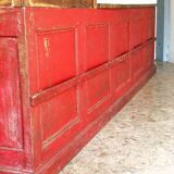 Former red patina and oak tray trading counter