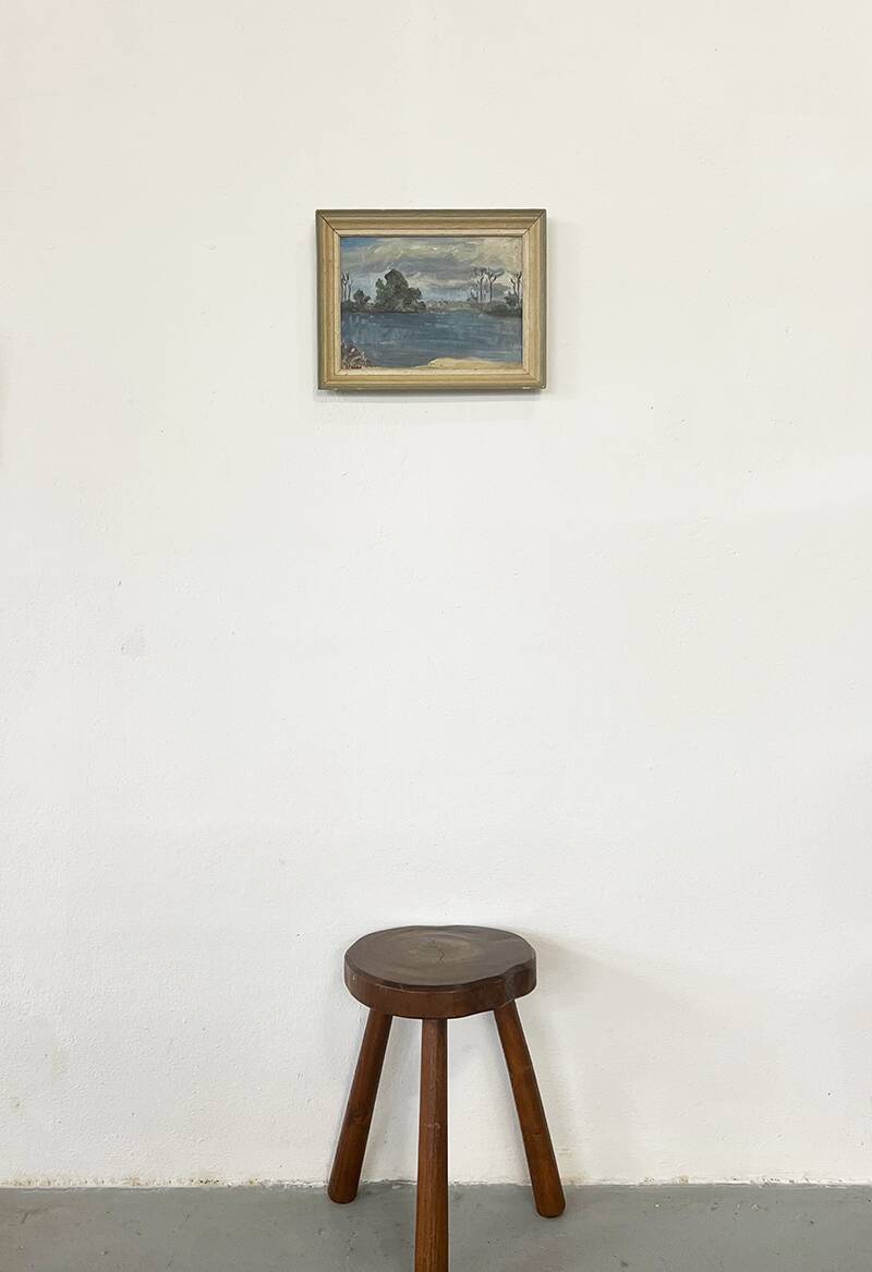 Painting “Lake”, B.Gillet, Oil on strong cardboard