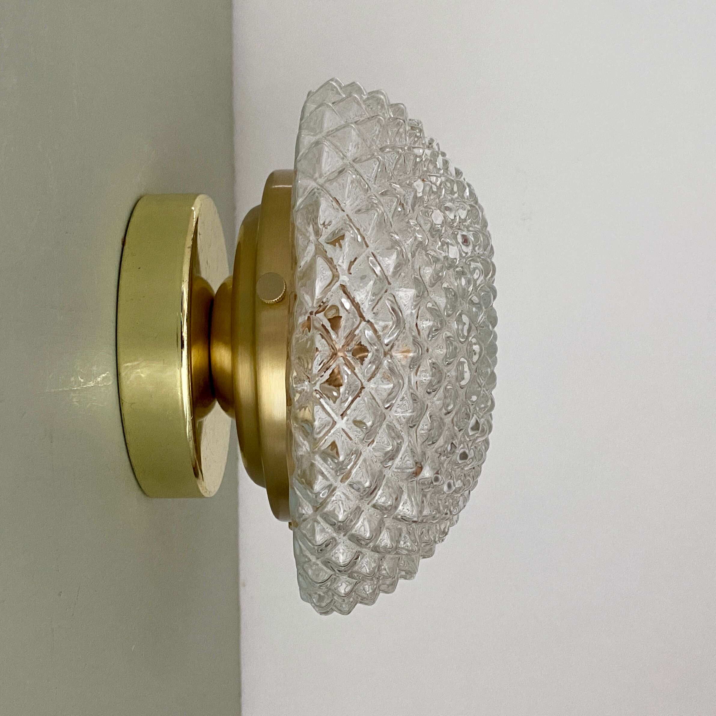 vintage glass globe wall light or ceiling light with diamond point design