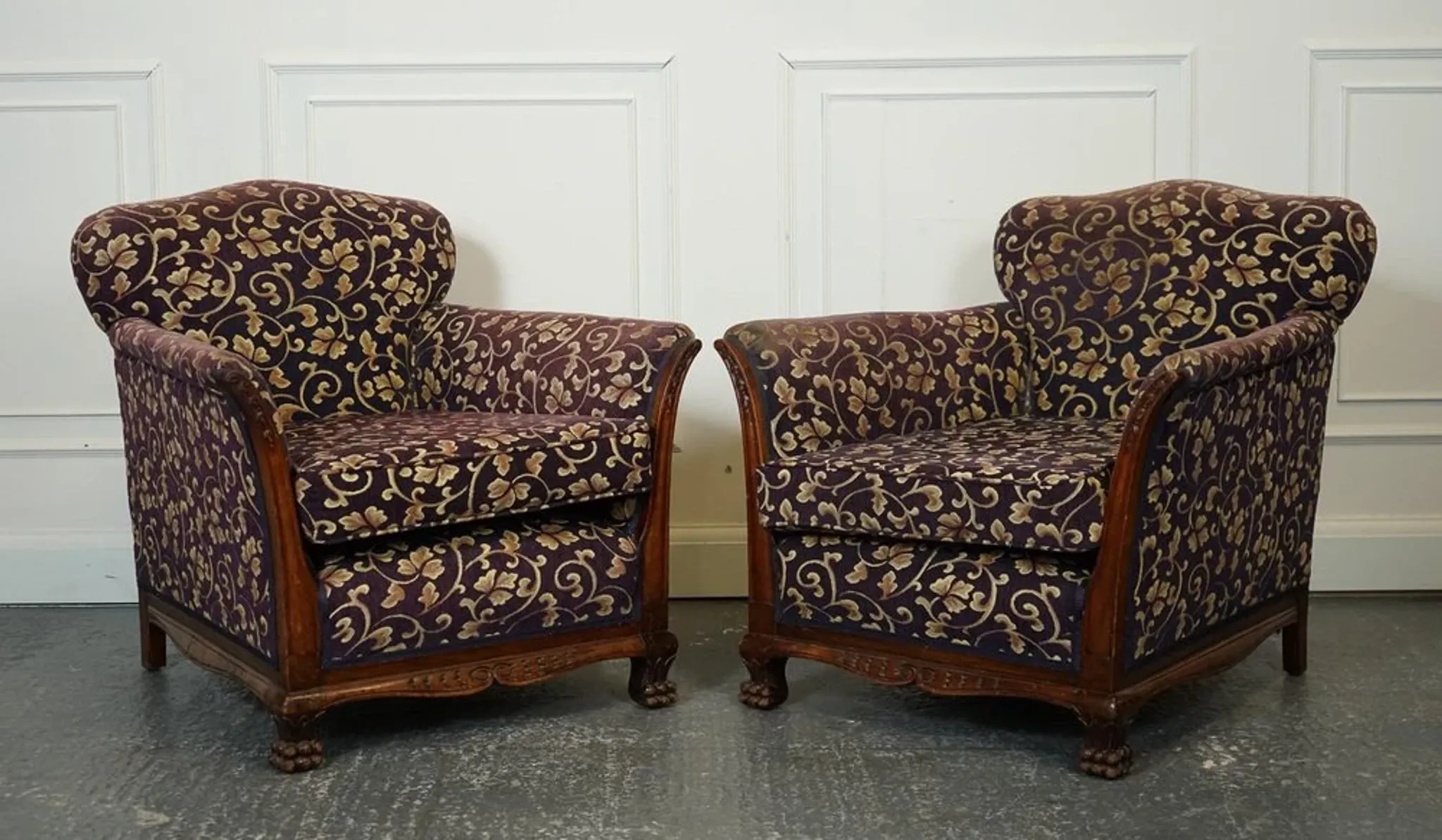 Victorian Fabric Sofa and Armchairs, Set of 3