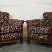 Victorian Fabric Sofa and Armchairs, Set of 3