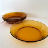 Lot of 4 Duralex amber soup plates