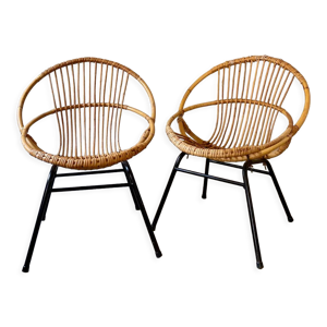 Deux fauteuils en rotin