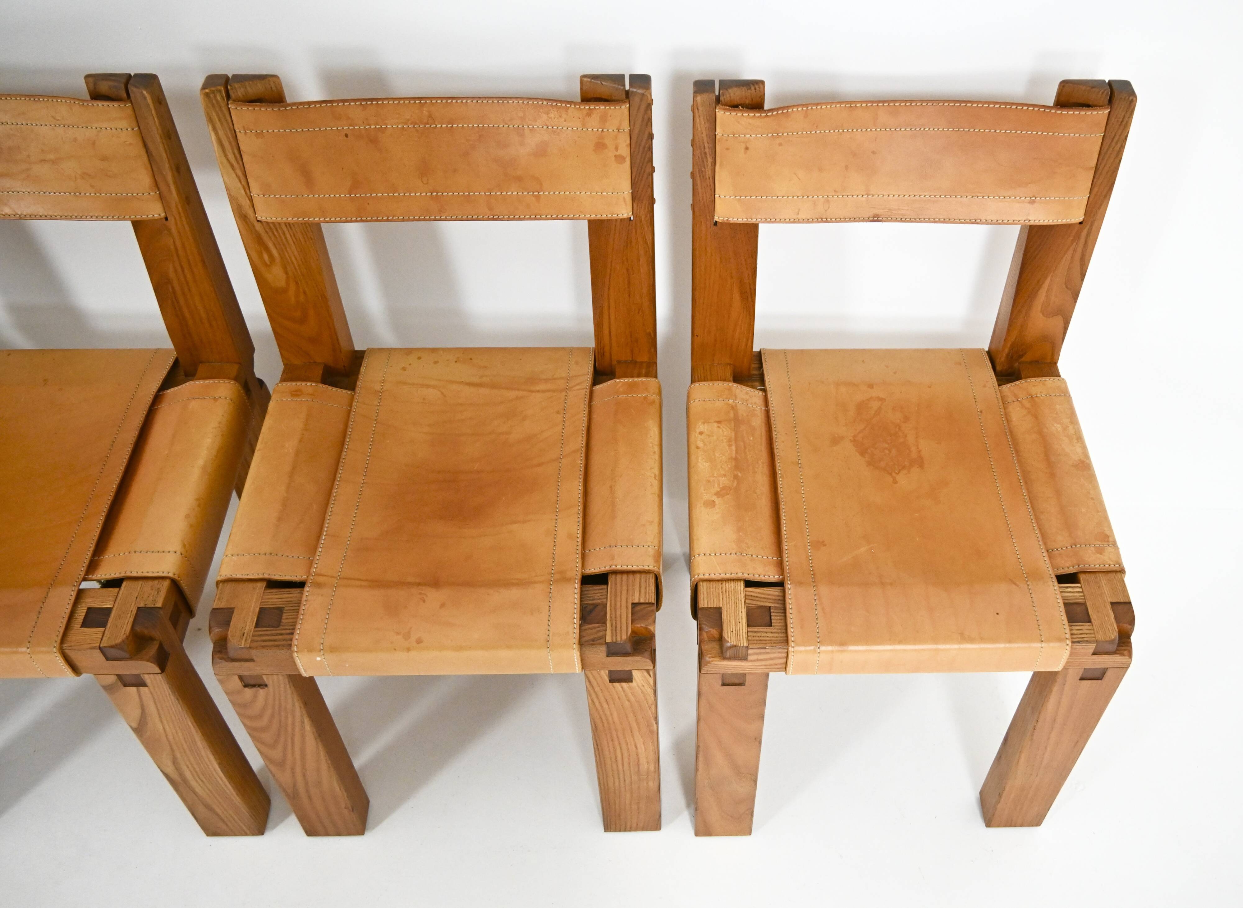 Set of 6 "S11" dining chairs by Pierre Chapo, 1966