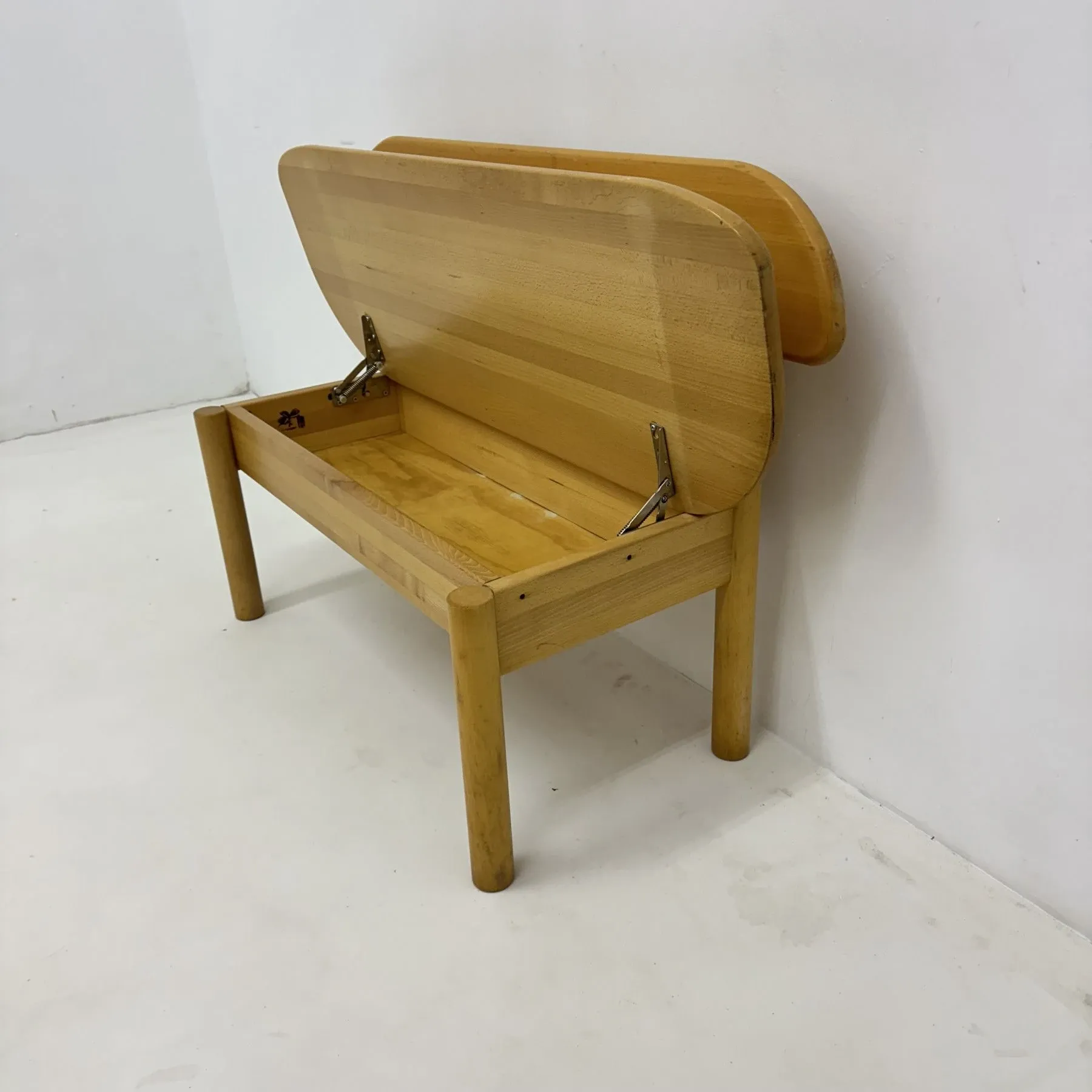 Vintage Danish Ansager Mobler solid wooden bench, 1970s