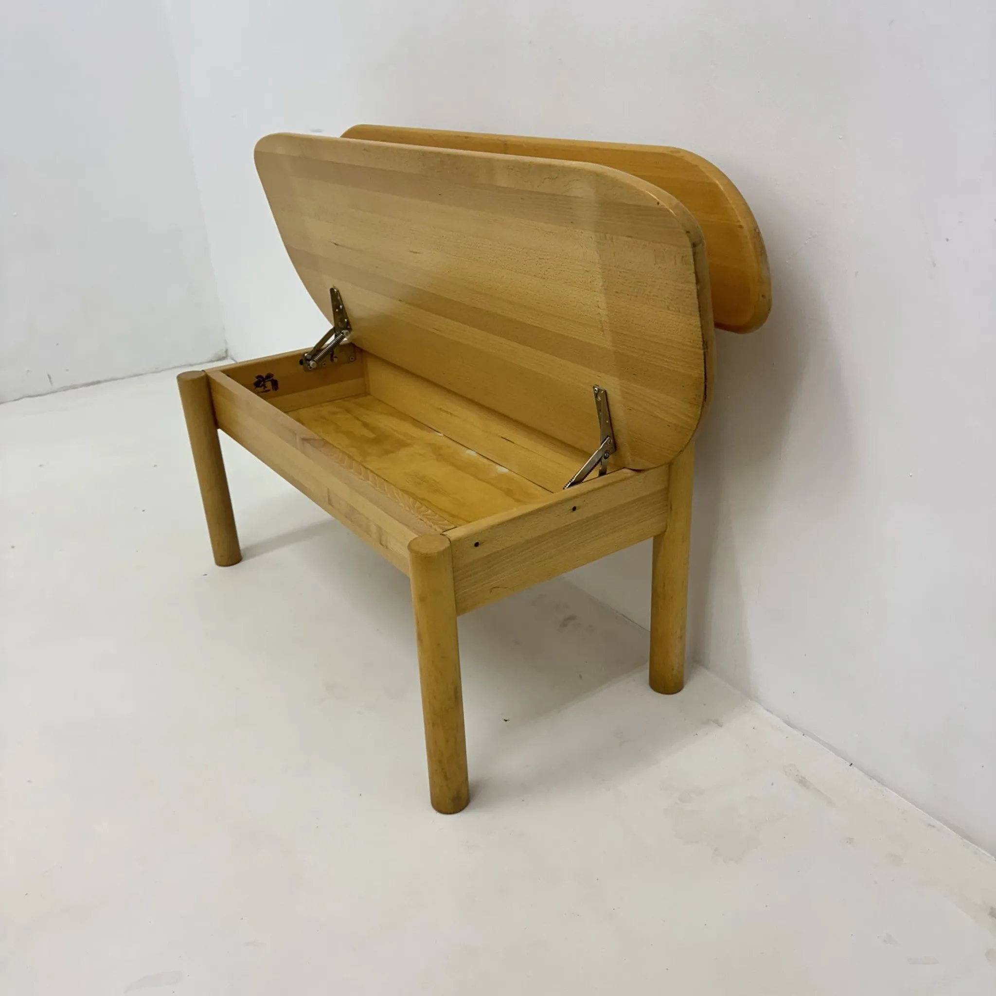 Banc en bois massif vintage danois Ansager Mobler, années 1970