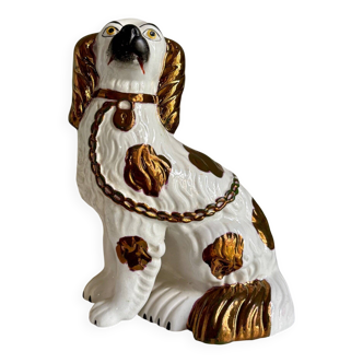 Chien, Cavalier King Charles en faïence Staffordshire n°1, vers 1860