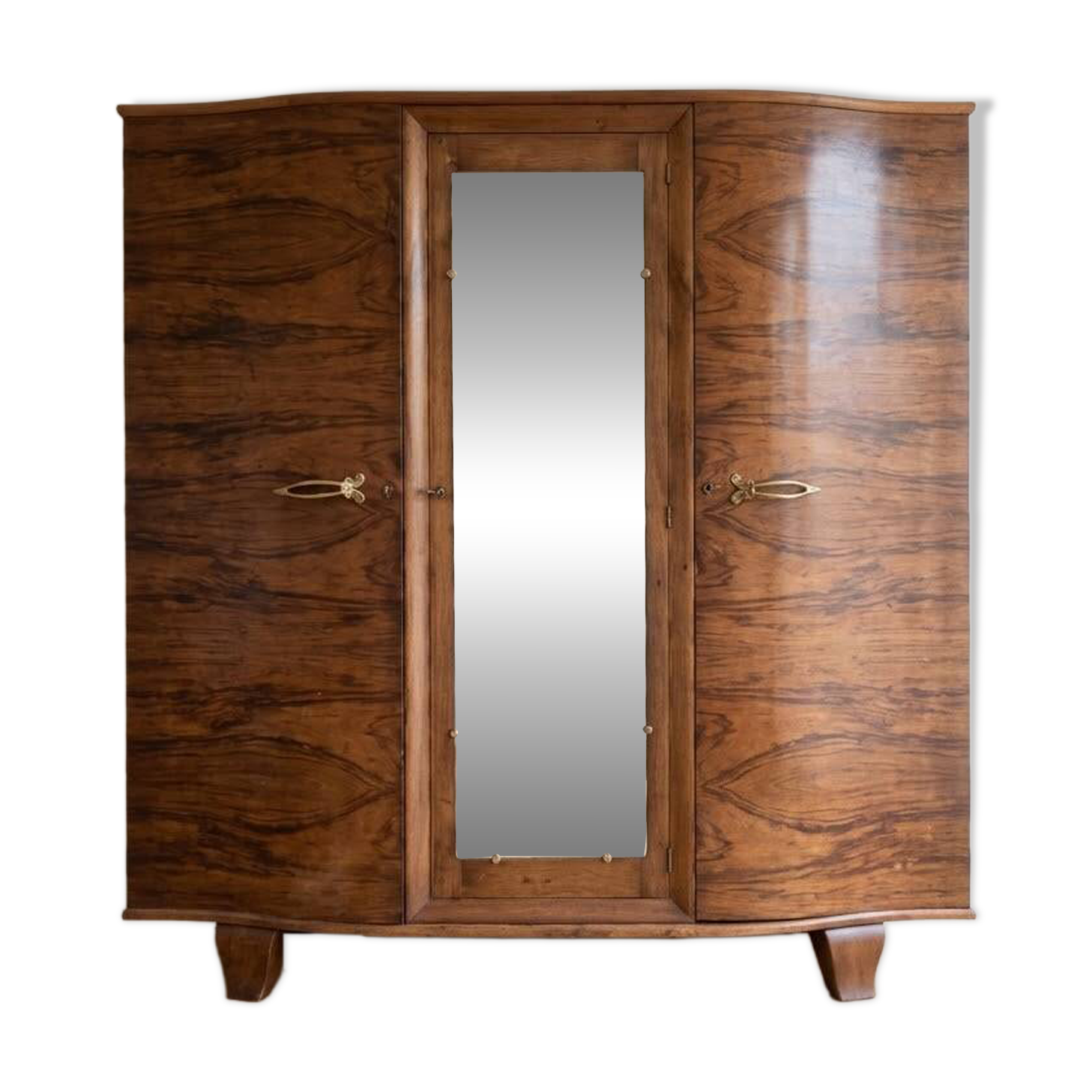 Vintage 1950s wardrobe in wood with a rosewood effect.