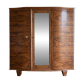 Vintage 1950s wardrobe in wood with a rosewood effect.