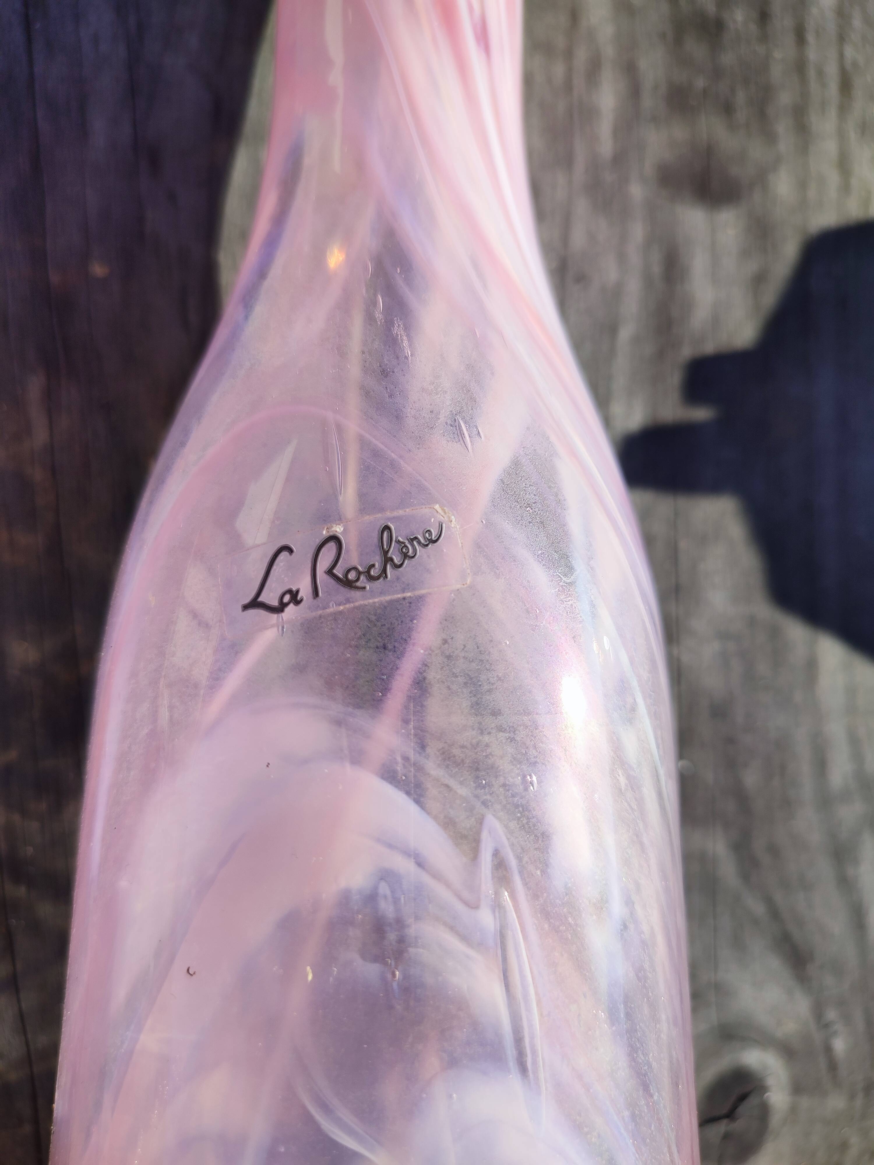 Vase rose en verre soufflé La Rochère