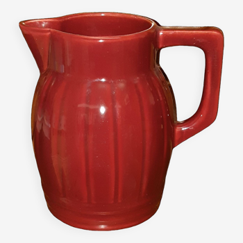 Orchies ceramic jug pitcher, with red enamel