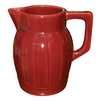 Orchies ceramic jug pitcher, with red enamel