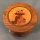 Decorative walnut box and spindler marquetry stork's nest