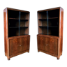 Pair of art deco rosewood bookcases and varnished rosewood veneer