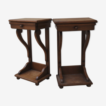 Pair of original oak bedside tables