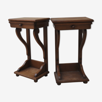 Paire de tables de chevets chêne originales