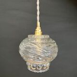 Vintage molded glass globe pendant light