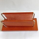 Old Mail holder / Office letter holder All leather Vintage 1960s