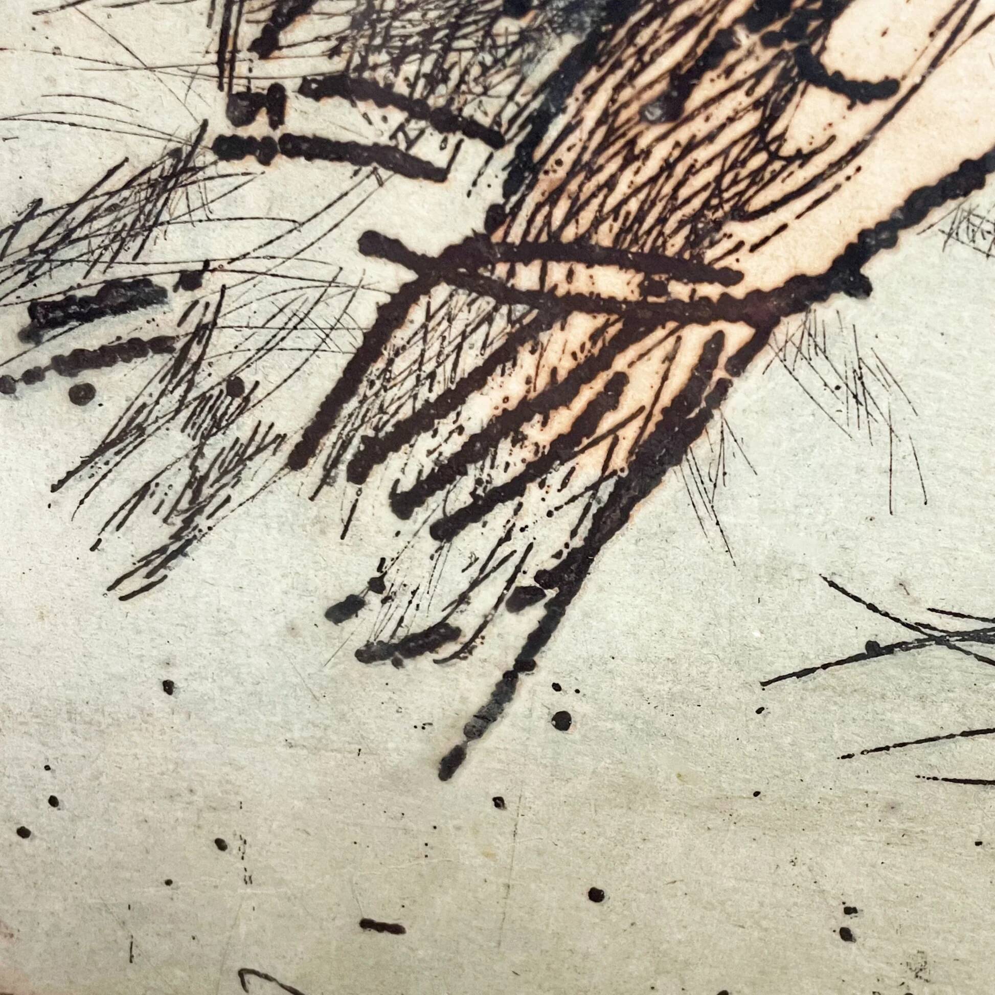 Dutch art print of a jumping frog, 1970, signed and numbered.