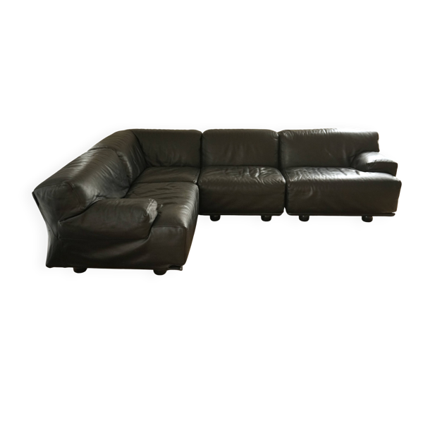 Canapé modulaire Flandra en cuir par Vico Magistretti pour Cassina, Italie, années 1970