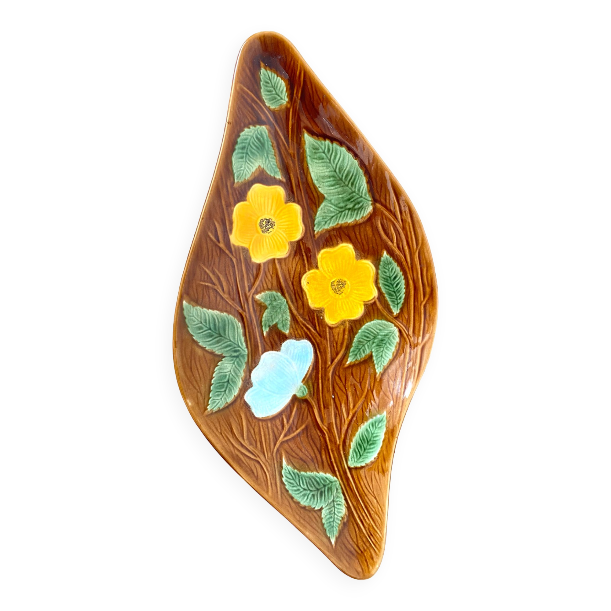 Vintage floral dish, Sarreguemines fruit bowl