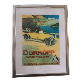 Frame with vintage poster Durkopp motorwagen