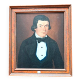 Oil painting, The Man in the Black Suit, anonymous late 19th century early 20th century.