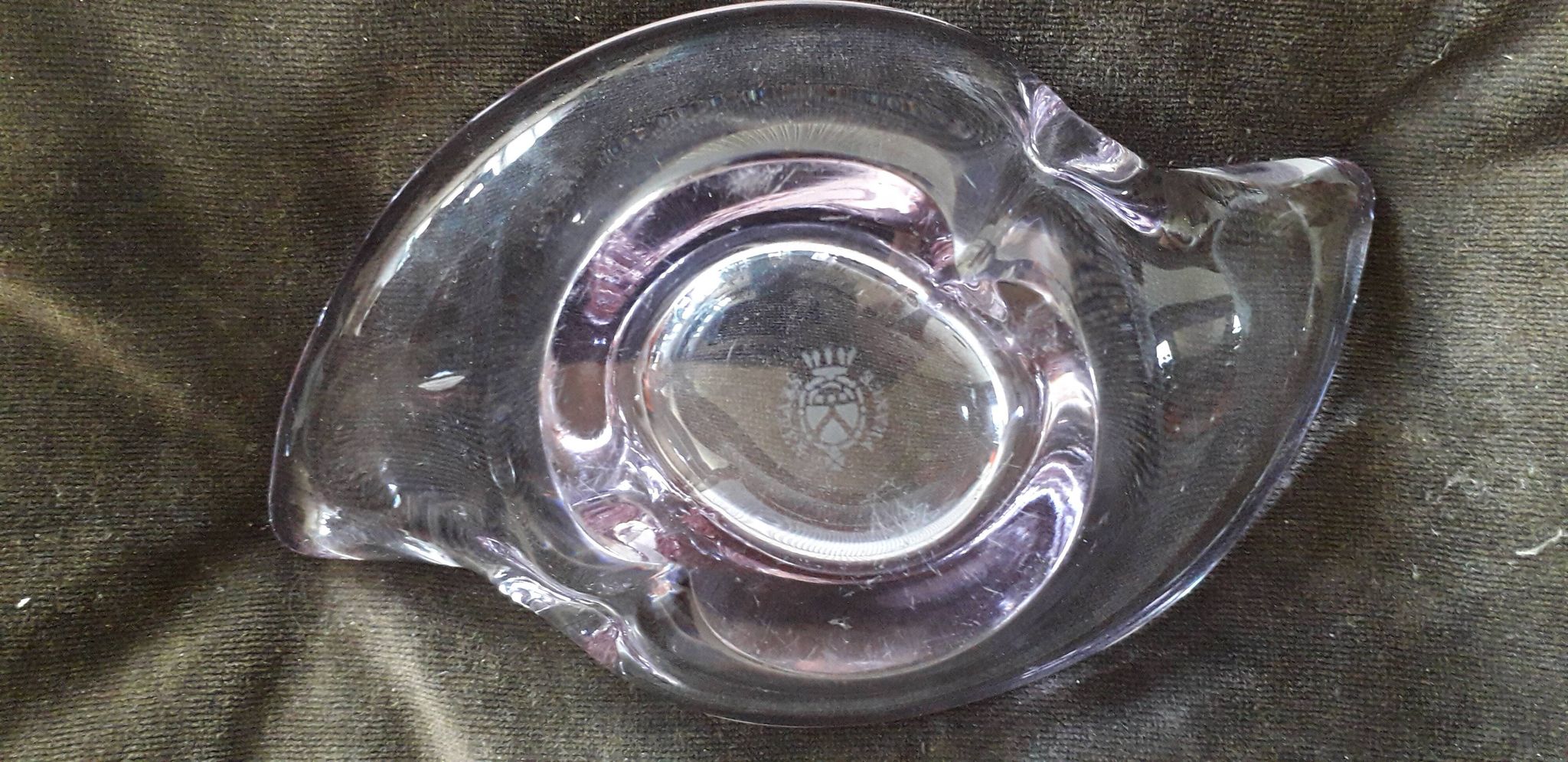 Vintage glass catchall in a very original shape.