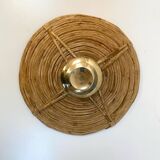 Vintage wicker and brass basket - 1970s