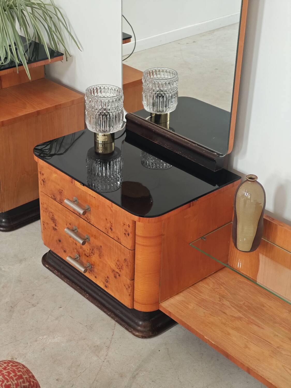 Jindrich Halabala dressing table and bedside tables for Up Zavody 1950