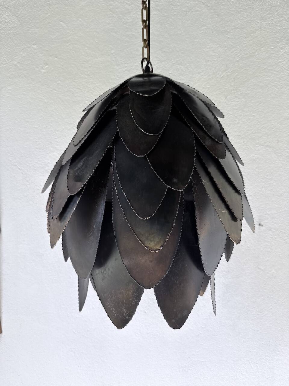 Brutalist suspension Jansen metal welded flower