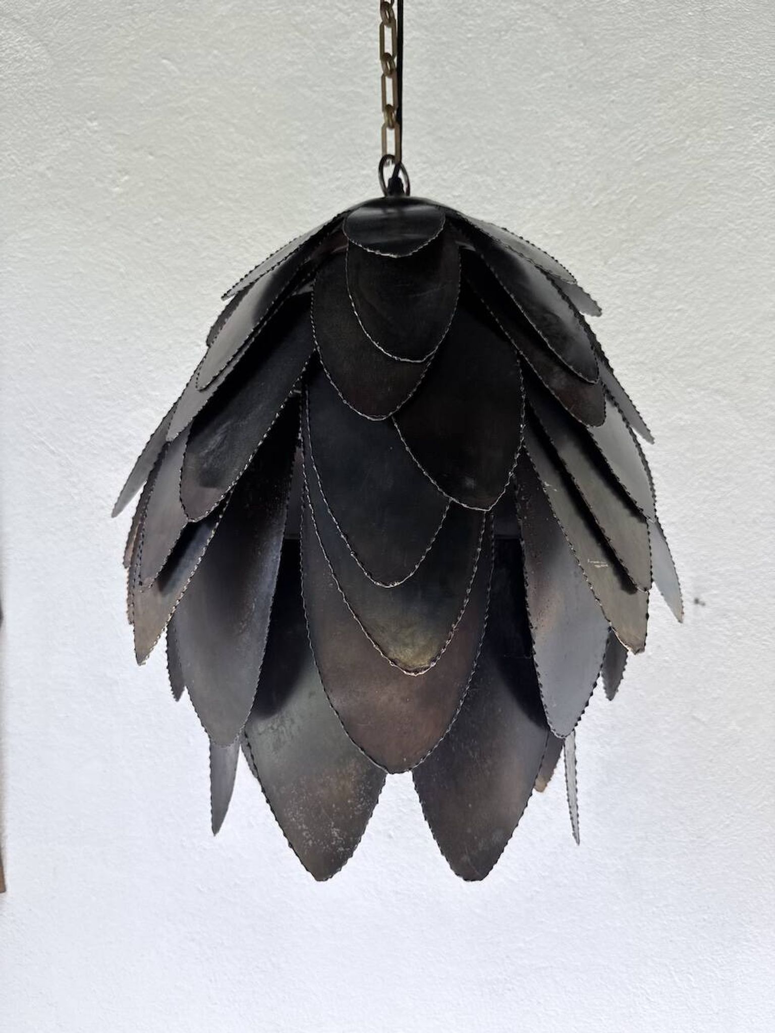 Brutalist suspension Jansen metal welded flower