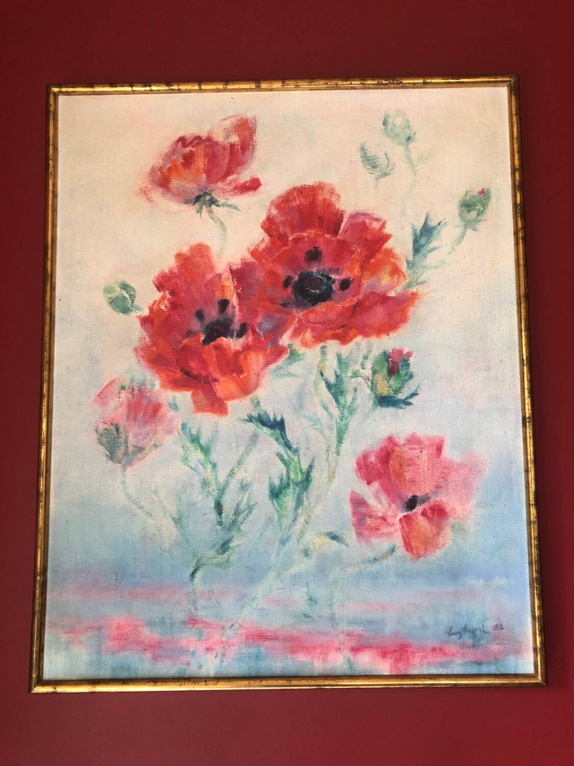 Peinture à  l’huile Coquelicot avec cadre