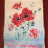 Poppy oil painting with frame