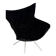 Vintage black velvet swivel lounge chair, sculptural butterfly shape.