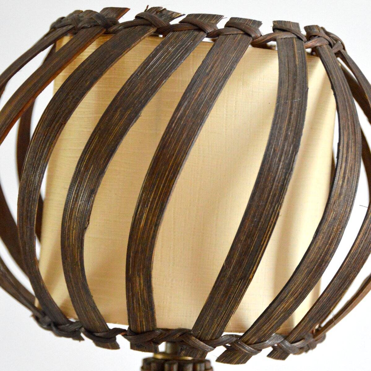 Louis Sognot bedside lamp in vintage rattan 1950