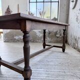Farm table with turned legs, made of pine and birch, 180cm.