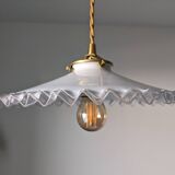 Vintage pendant light in serrated opaline