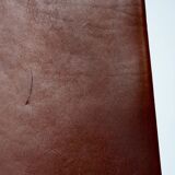 Pierre Lottier brown Spanish leather Slipper chairs by Almazan, 1950s