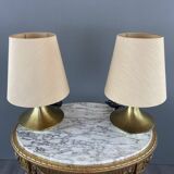 Pair of brass lamps, modernist design, 20th century
