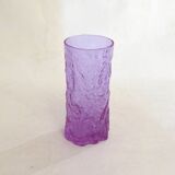 Mauve glass bark-patterned goblet vase, 1960s