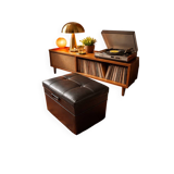 Vinyl storage chest pouf 1970