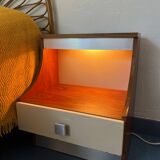 Duo of illuminated bedside tables from the 1970s