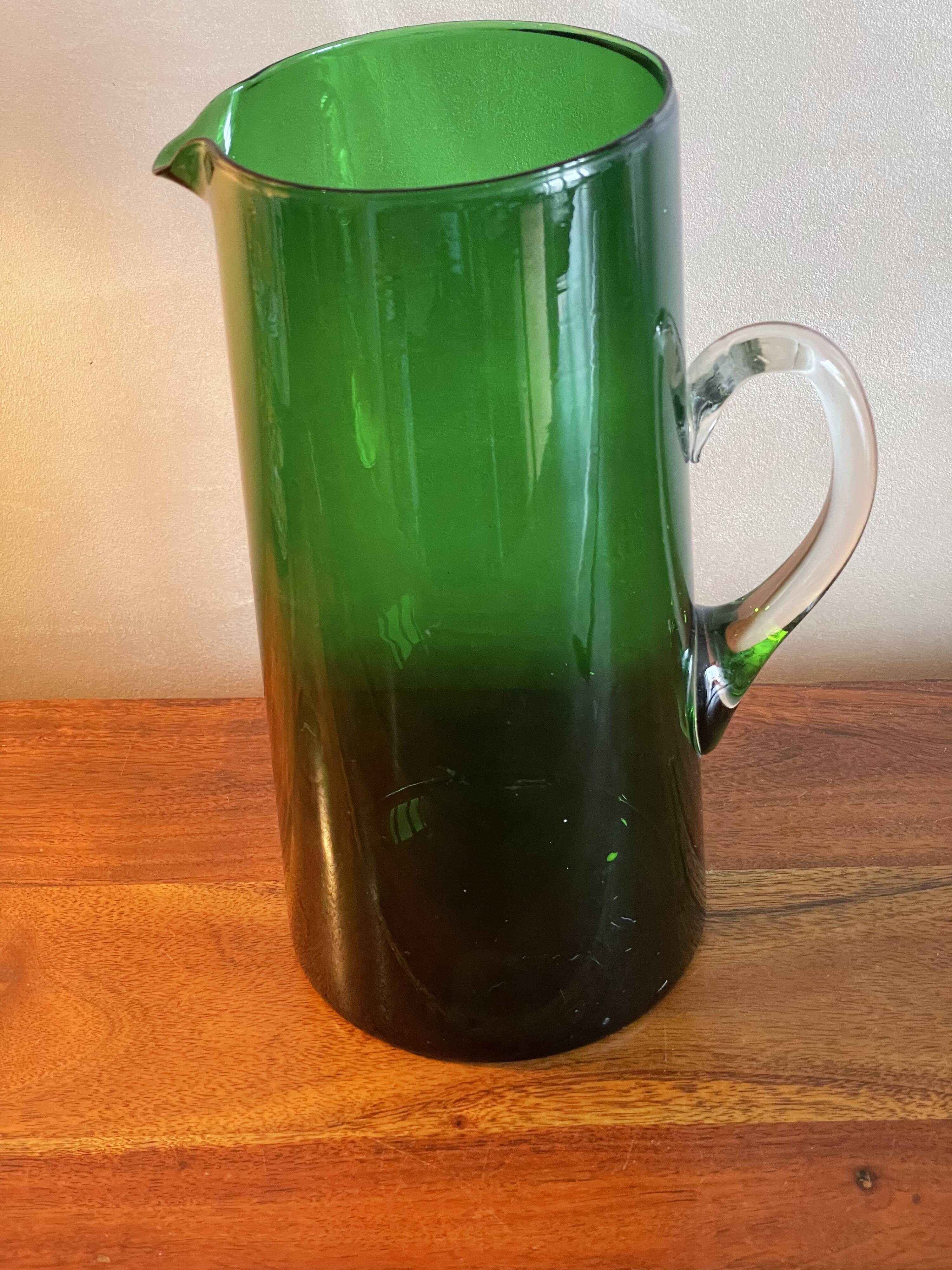 Green glass pitcher