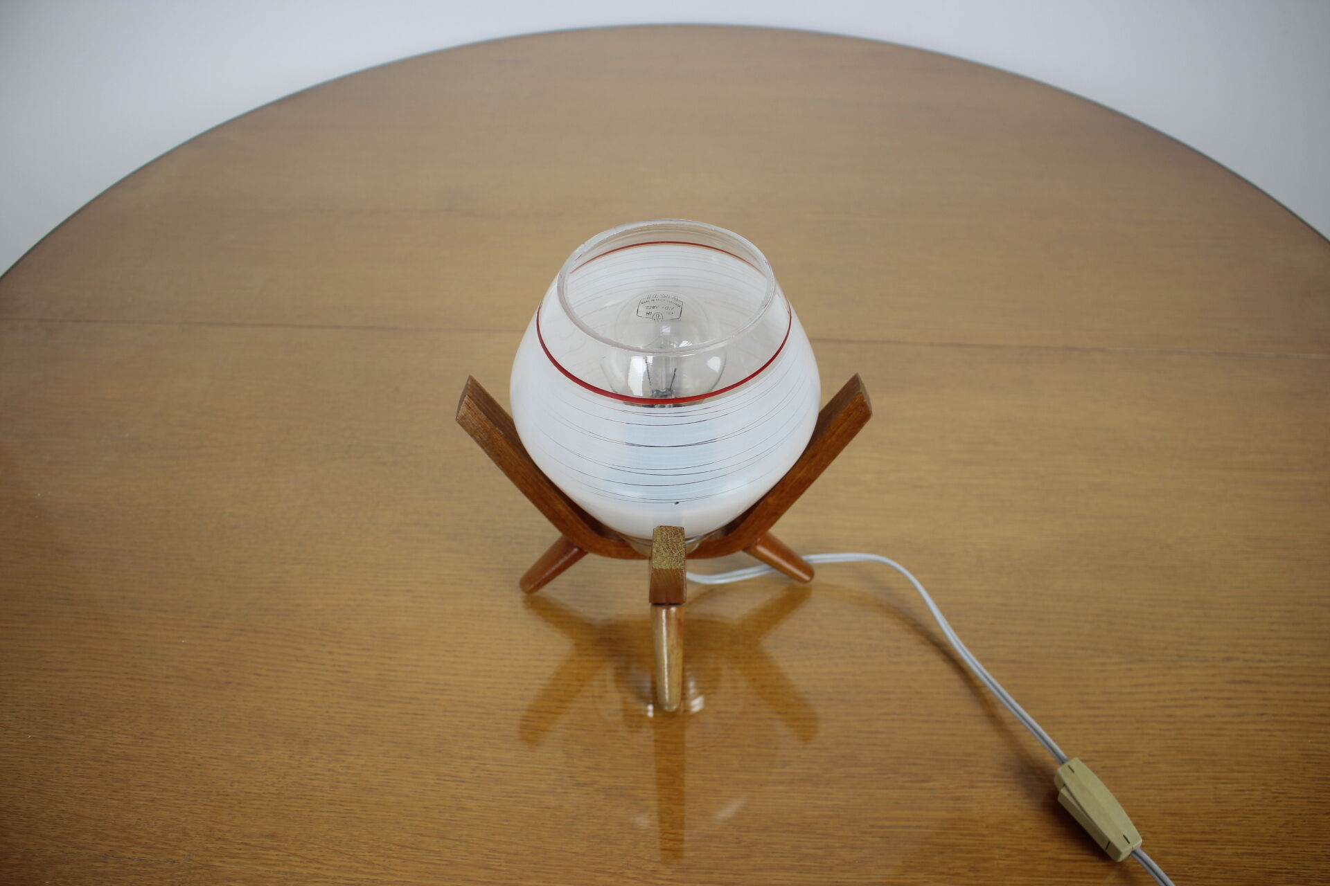 Mid-century design bedside table lamp Dřevo Humpolec, 1970's.