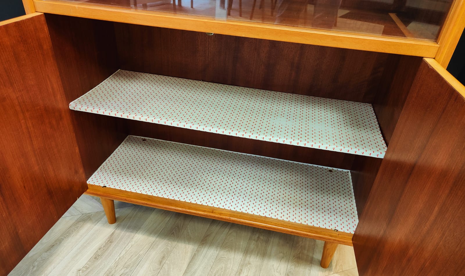 Mid century highboard vintage display cabinet, bookcase