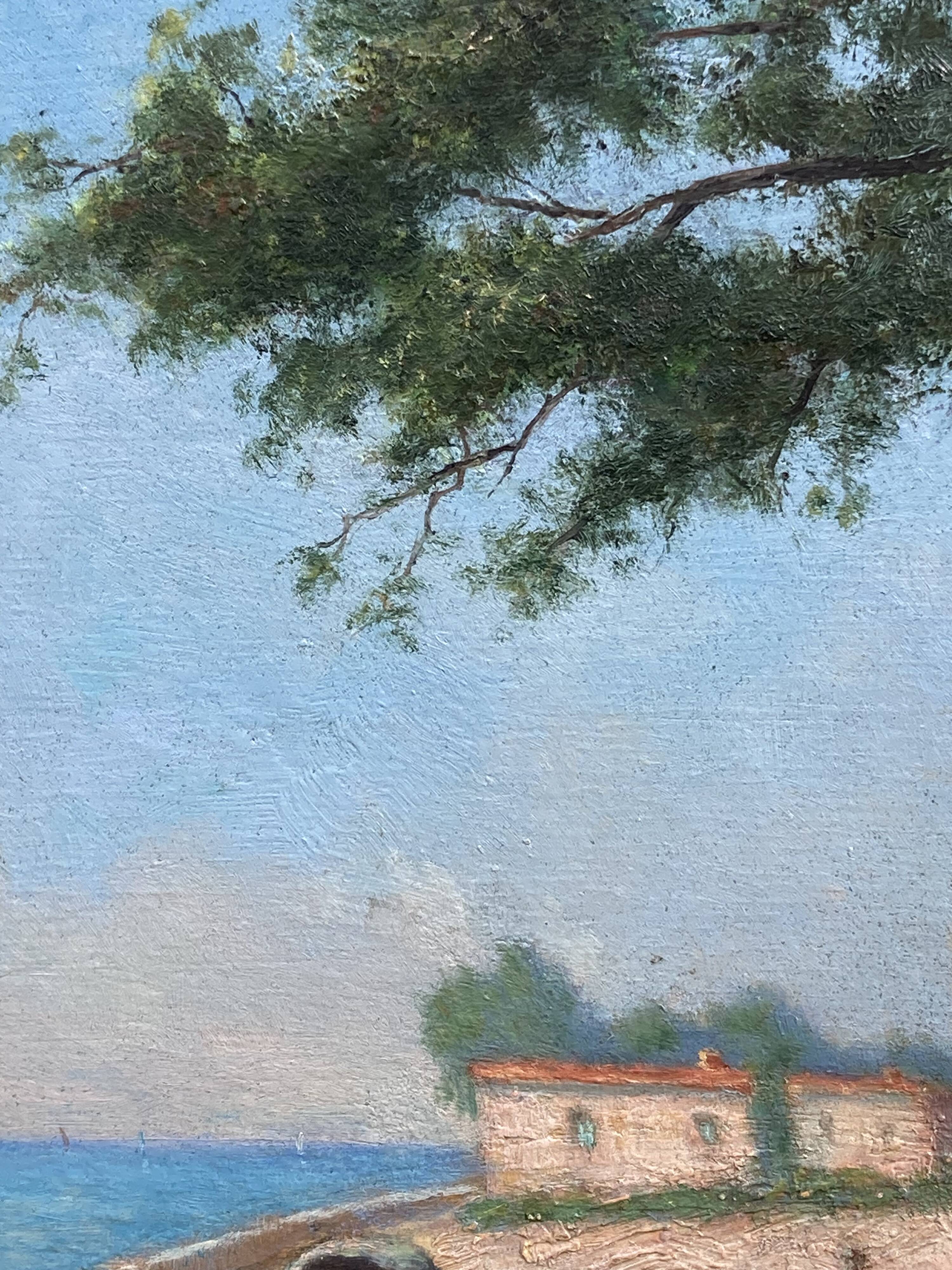 French School of the 20th century, Mediterranean seaside, oil on panel