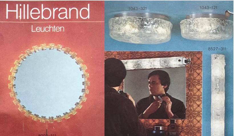 50 cm Murano glass and brass wall light - Egon Hillebrand. Germany 1970.