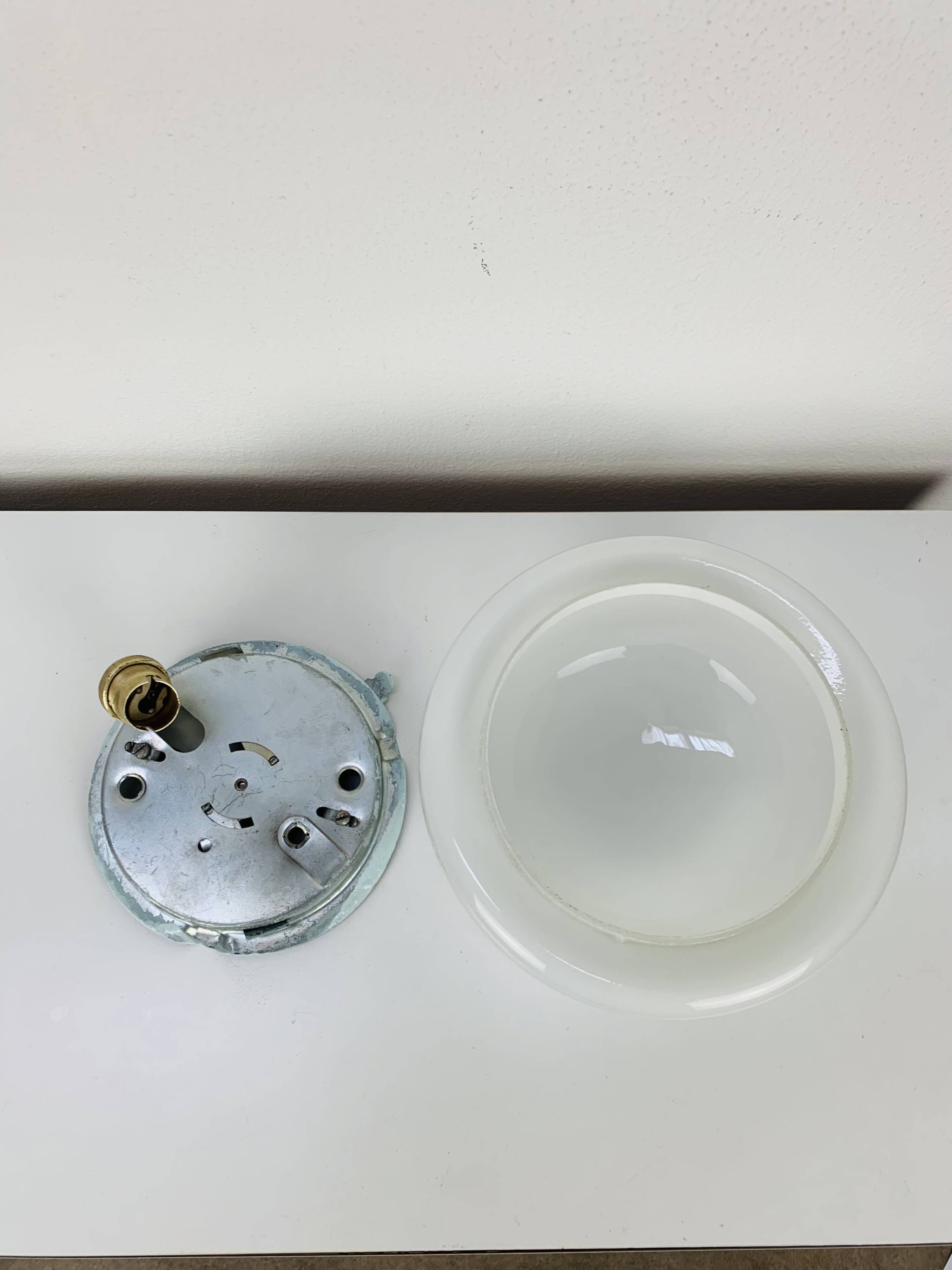 Vitouver opaline ball wall lamp, vintage half sphere